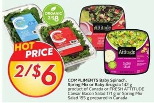 COMPLIMENTS Baby Spinach, Spring Mix or Baby Arugula