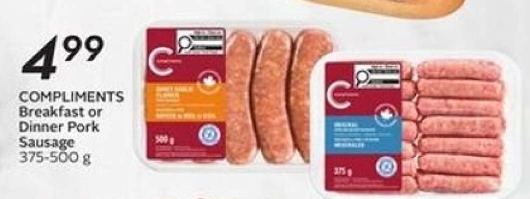 COMPLIMENTS Breakfast or Dinner Pork Sausage