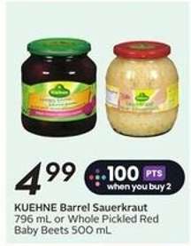 KUEHNE Barrel Sauerkraut or Whole Pickled Red Baby Beets