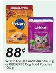 WHISKAS Cat Food Pouches 85g or PEDIGREE Dog Food Pouches 100g