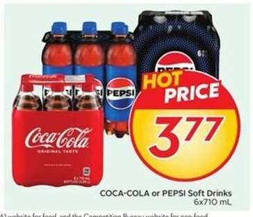 COCA-COLA or PEPSI SOFT DRINKS