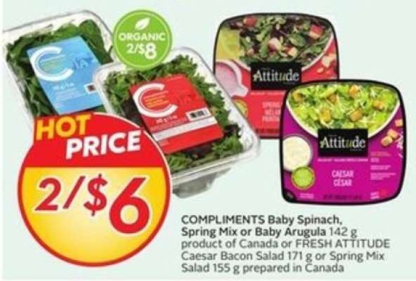 COMPLIMENTS Baby Spinach, Spring Mix or Baby Arugula
