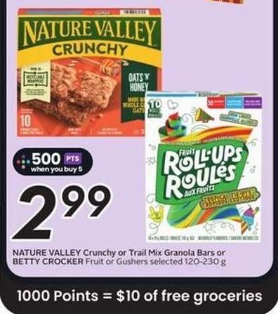 NATURE VALLEY Crunchy or Trail Mix Granola Bars or BETTY CROCKER Fruit or Gushers