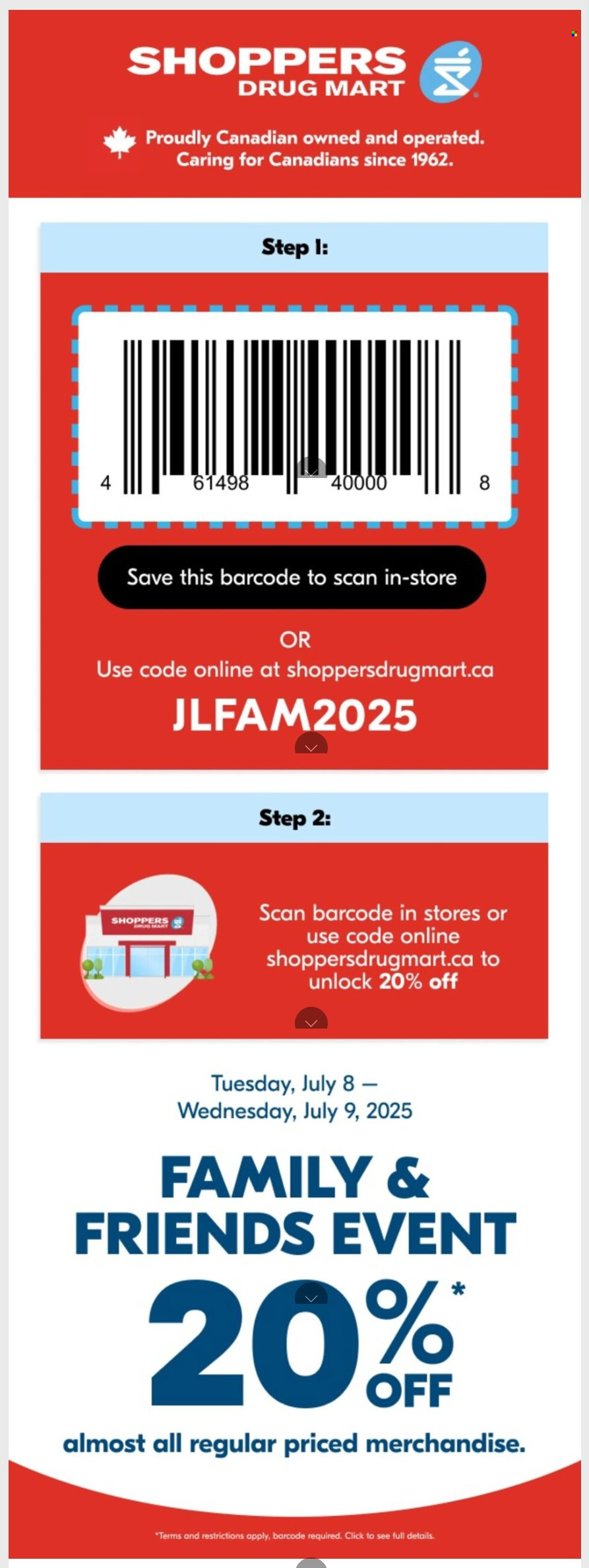 Shoppers Drug Mart flyer - July 08, 2025 - July 09, 2025. Page 1