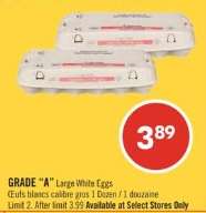 GRADE "A" LARGE WHITE EGGS