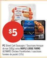 PC Street Cart Sausages / MAPLE LODGE FARMS ULTIMATE Chicken Frankfurters