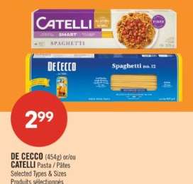 DE CECCO or CATELLI PASTA