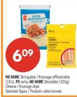 NO NAME Stringable / Fromage effilochable (16's), PC or/ou NO NAME Shredded (320g)