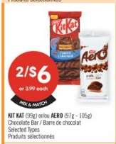 KIT KAT (99g) or/or AERO (97g - 106g)