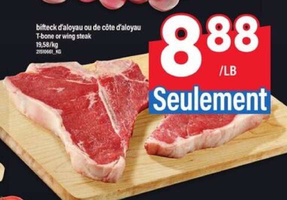 bifteck d'aloyau ou de côte d'aloyau
