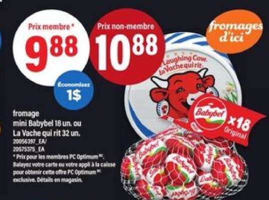 FROMAGE MINI BABYBEL 18 UN. OU LA VACHE QUI RIT, 32 UN.