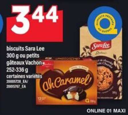 biscuits Sara Lee ou petits gâteaux Vachon