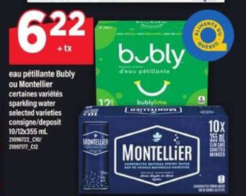 eau pétillante Bubly ou Montellier