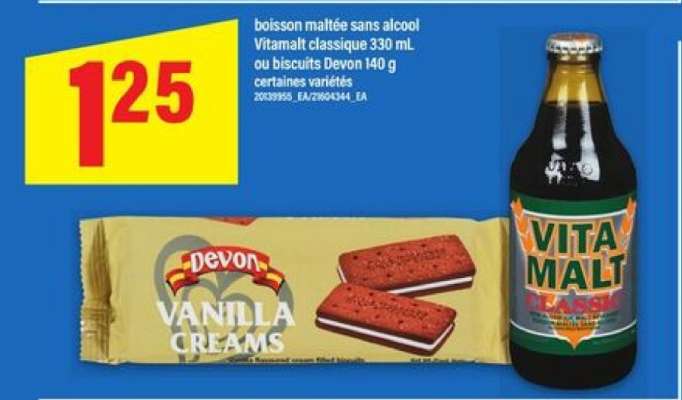 Vitamalt classique 330 ml ou biscuits Devon 140 g