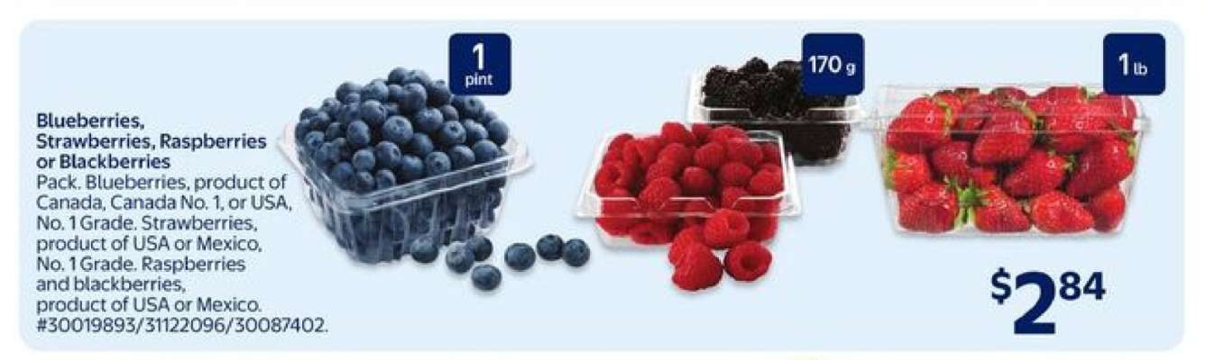 Blueberries, Strawberries, Raspberries or Blackberries