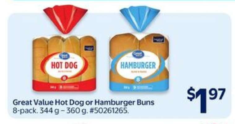 Great Value Hot Dog or Hamburger Buns