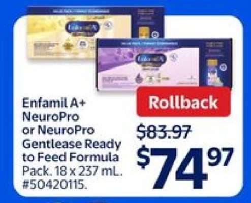 Enfamil A+ NeuroPro or NeuroPro Gentlease Ready to Feed Formula Pack