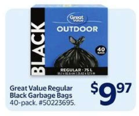 Great Value Regular Black Garbage Bags