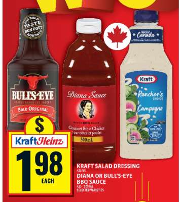 Kraft Salad Dressing, Diana or Bull's-Eye BBQ Sauce