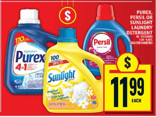 PUREX, PERSIL OR SUNLIGHT LAUNDRY DETERGENT