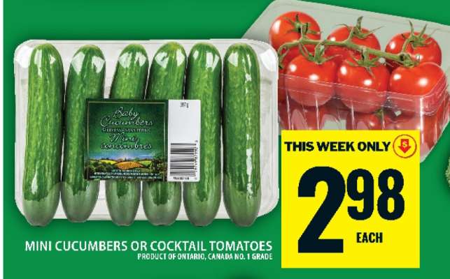 Mini Cucumbers or Cocktail Tomatoes