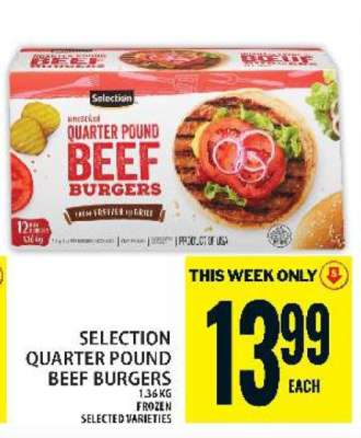 SELECTION QUARTER POUND BEEF BURGERS
