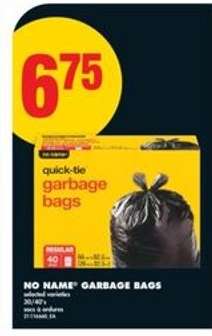 NO NAME GARBAGE BAGS