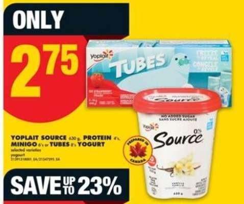 Yoplait Source, Minigo, Tubes Yogurt
