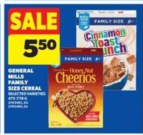 GENERAL MILLS FAMILY SIZE CEREAL