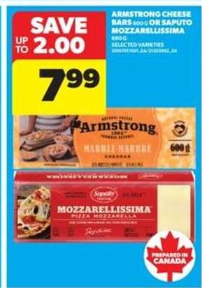 Armstrong Cheese Bars or Saputo Mozzarellissima