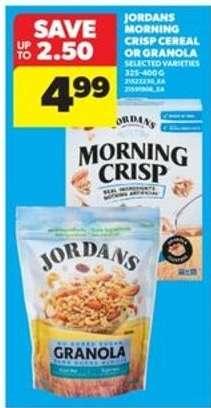 Jordans Morning Crisp Cereal or Granola