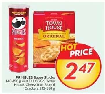PRINGLES Super Stacks or KELLOGG'S Town House, Cheez-It or Snap'd Crackers