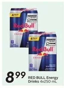 RED BULL ENERGY DRINKS, 4x250 mL