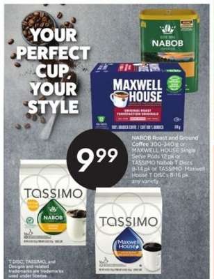 NABOB Roast and Ground Coffee or Maxwell House Single Serve Pods