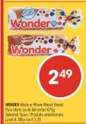 WONDER WHITE or WHOLE WHEAT BREAD