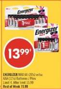 ENERGIZER MAX AA (20's) or/ou AAA (12's) Batteries / Piles