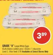 GRADE "A" LARGE WHITE EGGS