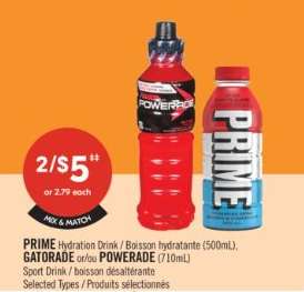 PRIME Hydration Drink / GATORADE or/and POWERADE