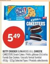 BETTY CROCKER DUNKAROOS (6's), CHRISTIE CAKESTERS Snack Cakes