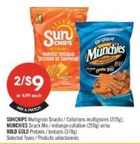 SUNCHIPS Multigrain Snacks / MUNCHIES Snack Mix / ROLD GOLD Pretzels