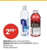 GOLD PEAK Iced Tea / GLACÉAU SMARTWATER and/or VITAMINWATER