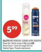 GILLETTE PRO SENSITIVE, FUSION5 ULTRA SENSITIVE