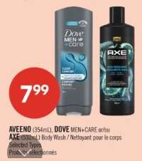 AVEENO (354mL), DOVE MEN+CARE or/ ou AXE (532mL) Body Wash / Nettoyant pour le corps