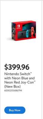 Nintendo Switch with Neon Blue and Neon Red Joy-Con
