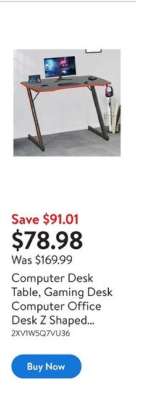 Computer Desk Table, Gaming Desk Computer Office Desk Z Shaped