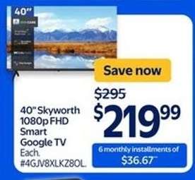 40" Skyworth 1080p FHD Smart Google TV