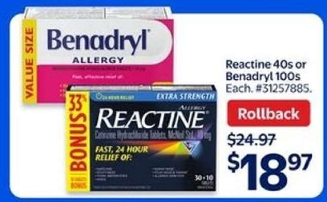 Reactine 40s or Benadryl 100s