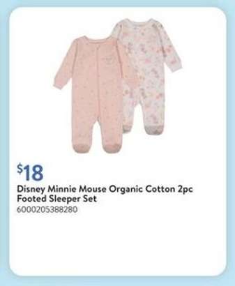Disney Minnie Mouse Organic Cotton 2pc Footed Sleeper Set
