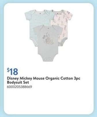 Disney Mickey Mouse Organic Cotton 3pc Bodysuit Set