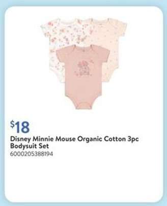 Disney Minnie Mouse Organic Cotton 3pc Bodysuit Set